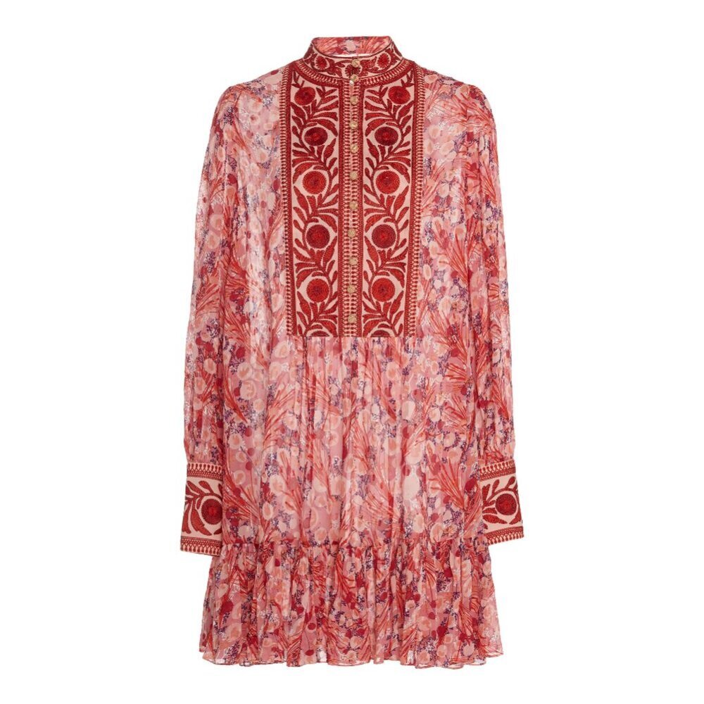 byTiMo Embroidered Floral Print Chiffon Mini Dress - sz XS